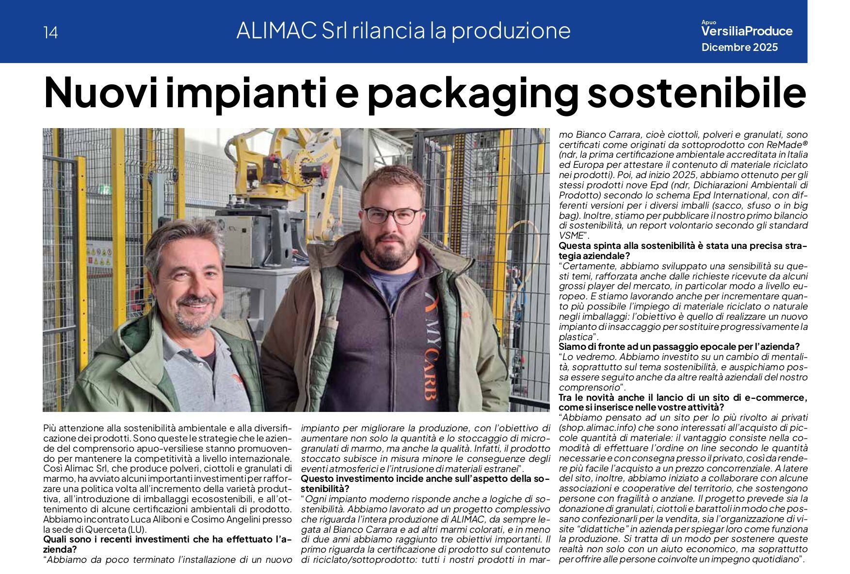 Alimac Srl - Versilia Produce - Rassegna Stampa